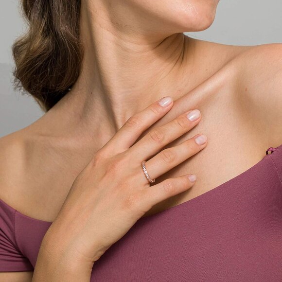 14K Gold Plated Rings with Cubic Zirconia - 2.8mm Stackable for Women - Gold Lov - Picture 2 of 7